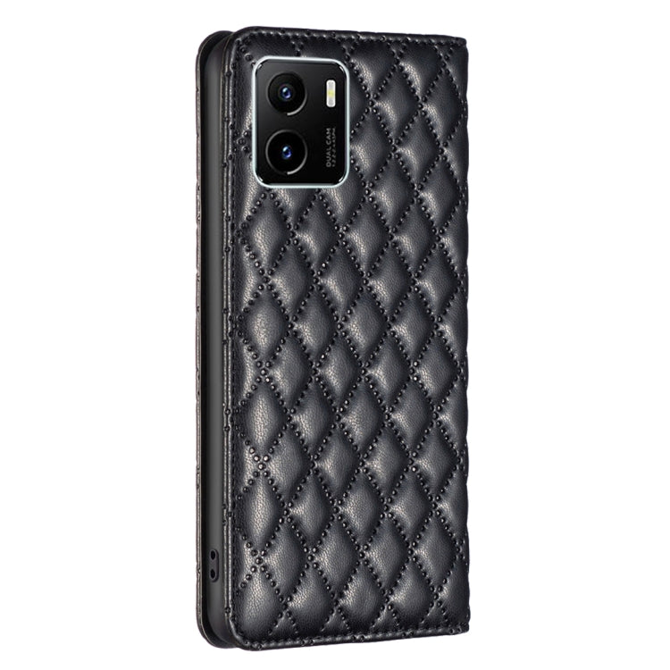 For vivo Y15s Diamond Lattice Magnetic Leather Flip Phone Case