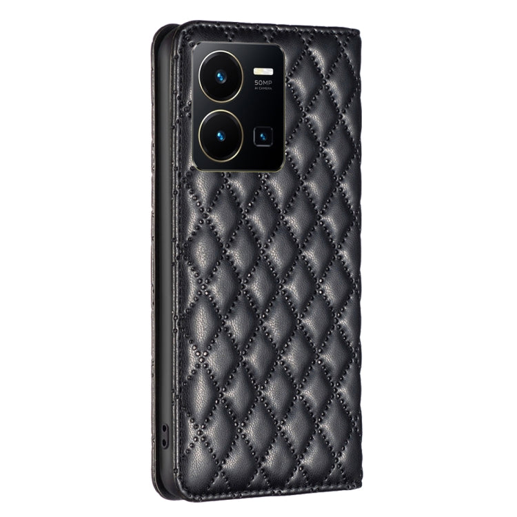 For vivo Y35 4G / Y22s Diamond Lattice Magnetic Leather Flip Phone Case
