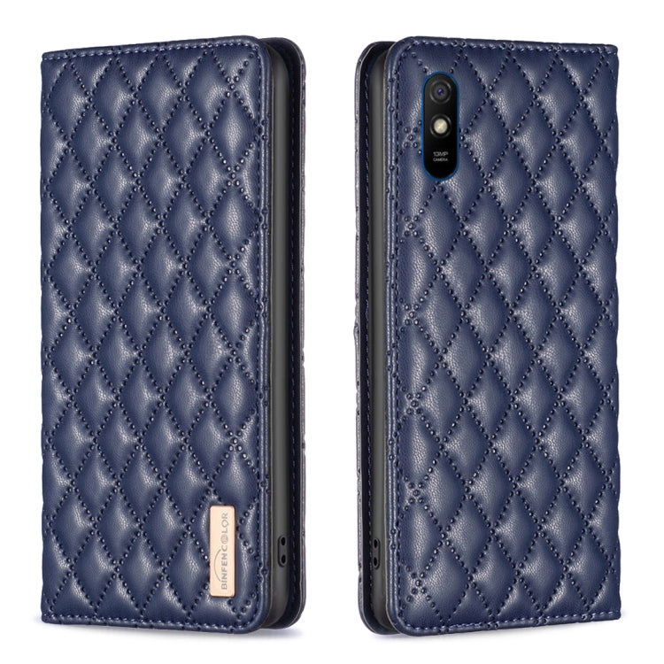 For Xiaomi Redmi 9A Diamond Lattice Magnetic Leather Flip Phone Case