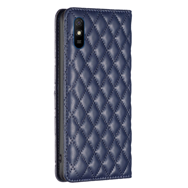 For Xiaomi Redmi 9A Diamond Lattice Magnetic Leather Flip Phone Case