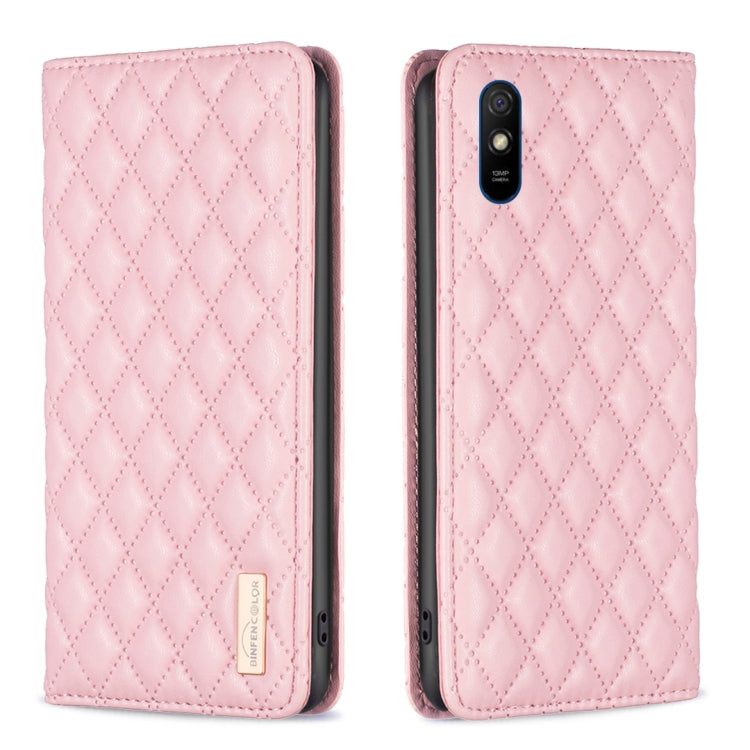 For Xiaomi Redmi 9A Diamond Lattice Magnetic Leather Flip Phone Case
