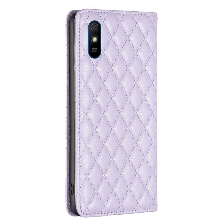 For Xiaomi Redmi 9A Diamond Lattice Magnetic Leather Flip Phone Case
