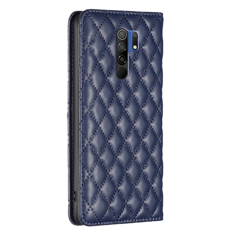 For Xiaomi Redmi 9 Diamond Lattice Magnetic Leather Flip Phone Case