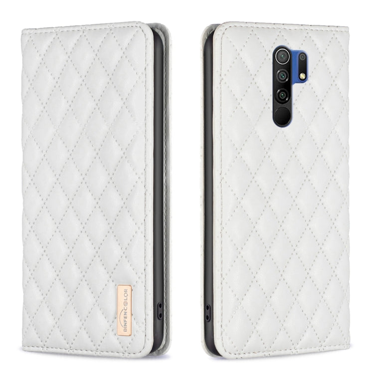 For Xiaomi Redmi 9 Diamond Lattice Magnetic Leather Flip Phone Case