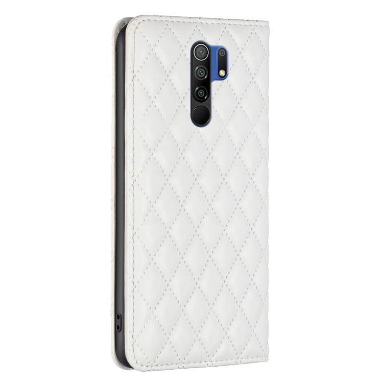 For Xiaomi Redmi 9 Diamond Lattice Magnetic Leather Flip Phone Case