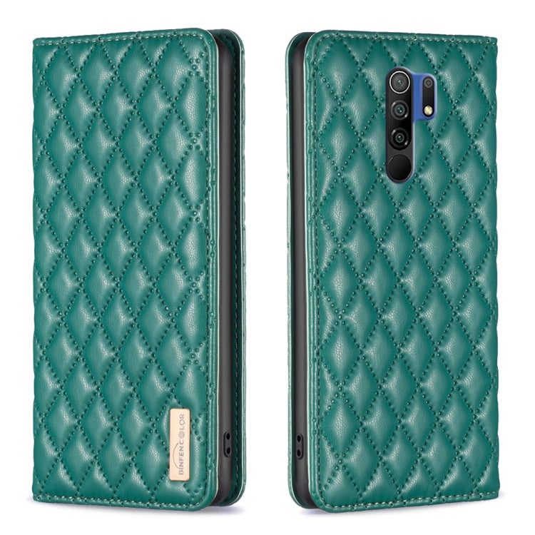 For Xiaomi Redmi 9 Diamond Lattice Magnetic Leather Flip Phone Case