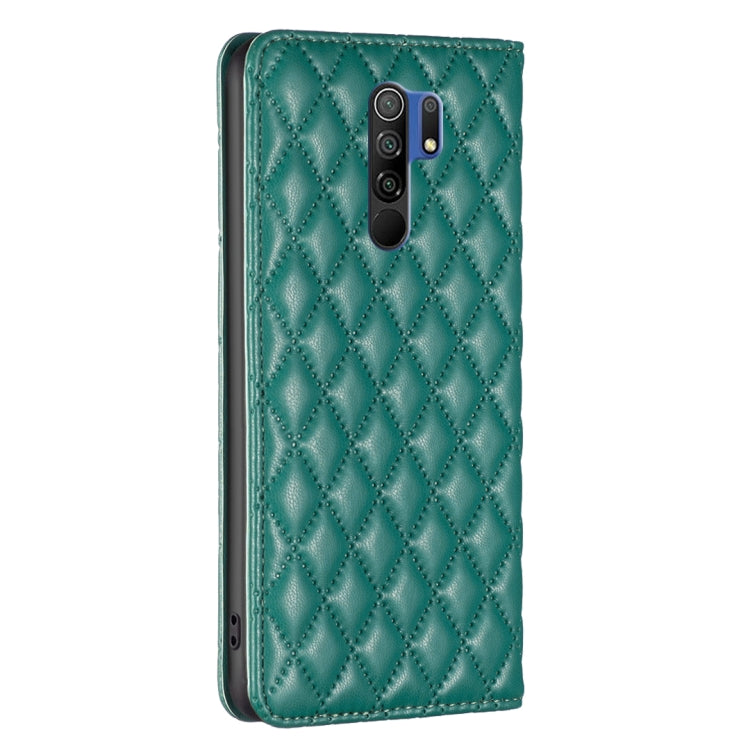 For Xiaomi Redmi 9 Diamond Lattice Magnetic Leather Flip Phone Case