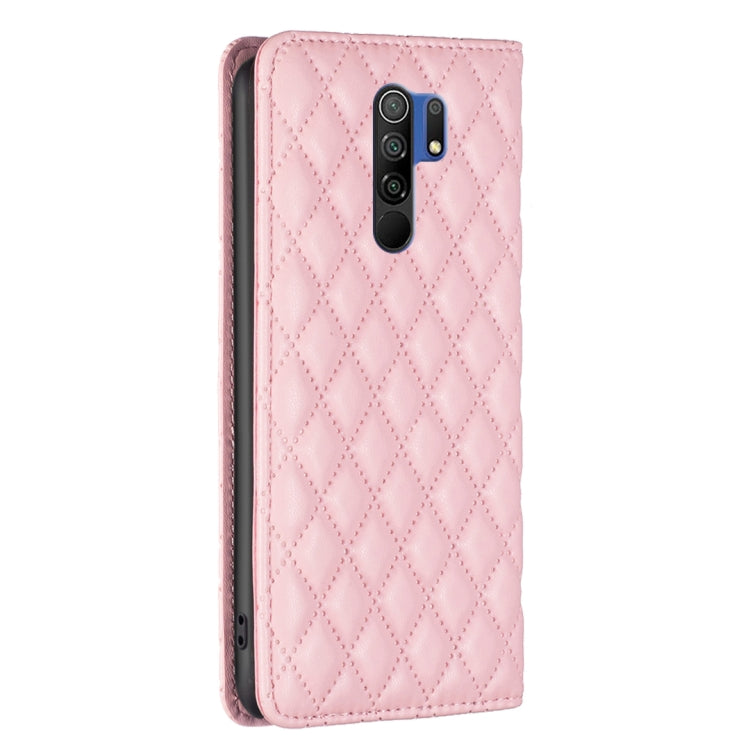 For Xiaomi Redmi 9 Diamond Lattice Magnetic Leather Flip Phone Case