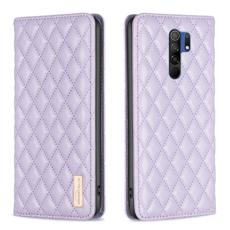 For Xiaomi Redmi 9 Diamond Lattice Magnetic Leather Flip Phone Case