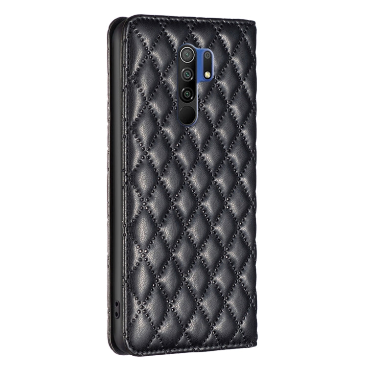 For Xiaomi Redmi 9 Diamond Lattice Magnetic Leather Flip Phone Case