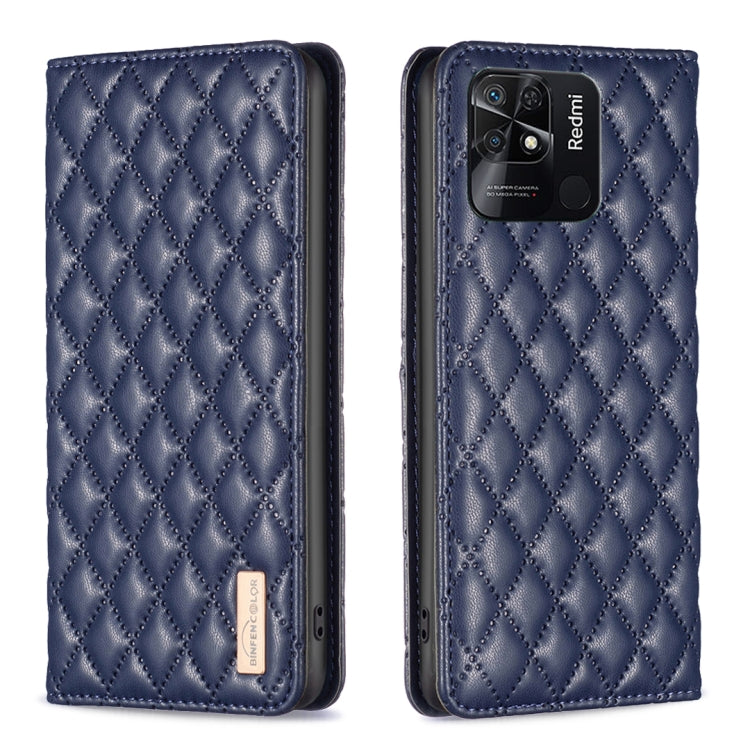 For Xiaomi Redmi 10C Diamond Lattice Magnetic Leather Flip Phone Case