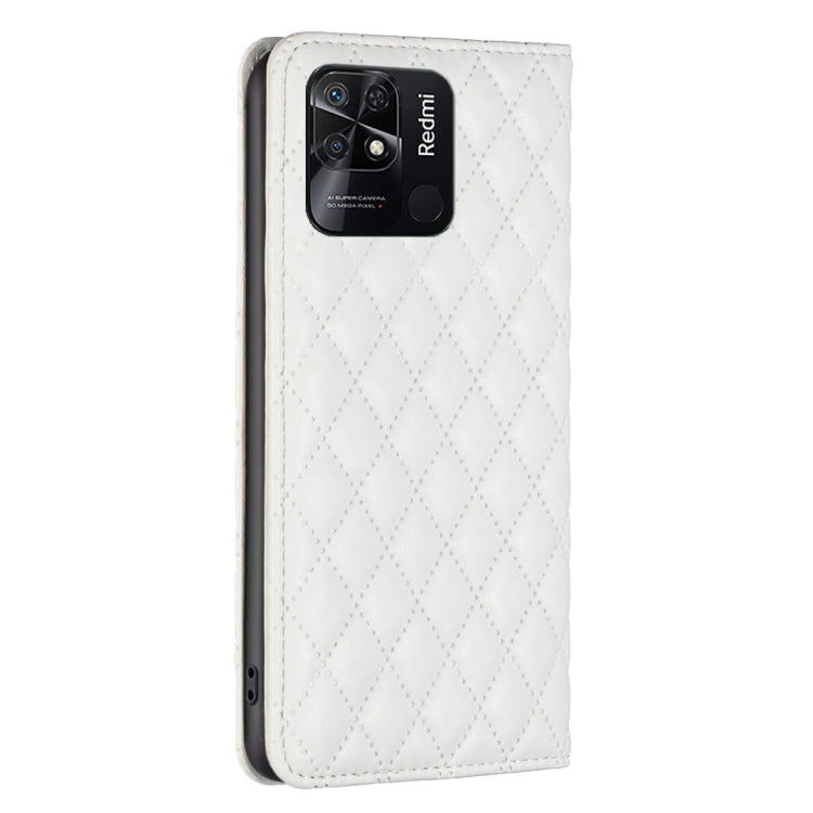 For Xiaomi Redmi 10C Diamond Lattice Magnetic Leather Flip Phone Case