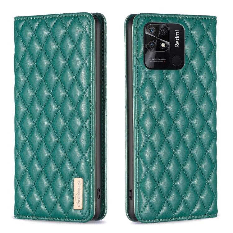 For Xiaomi Redmi 10C Diamond Lattice Magnetic Leather Flip Phone Case