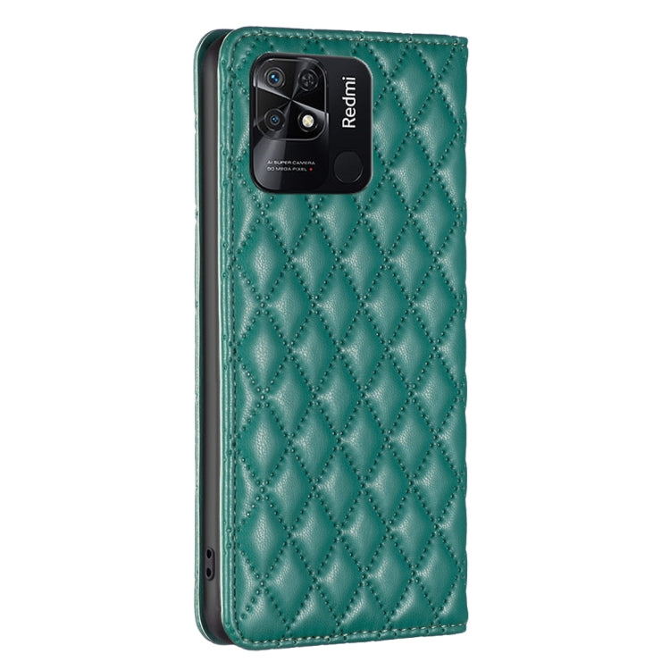 For Xiaomi Redmi 10C Diamond Lattice Magnetic Leather Flip Phone Case