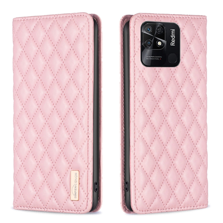 For Xiaomi Redmi 10C Diamond Lattice Magnetic Leather Flip Phone Case