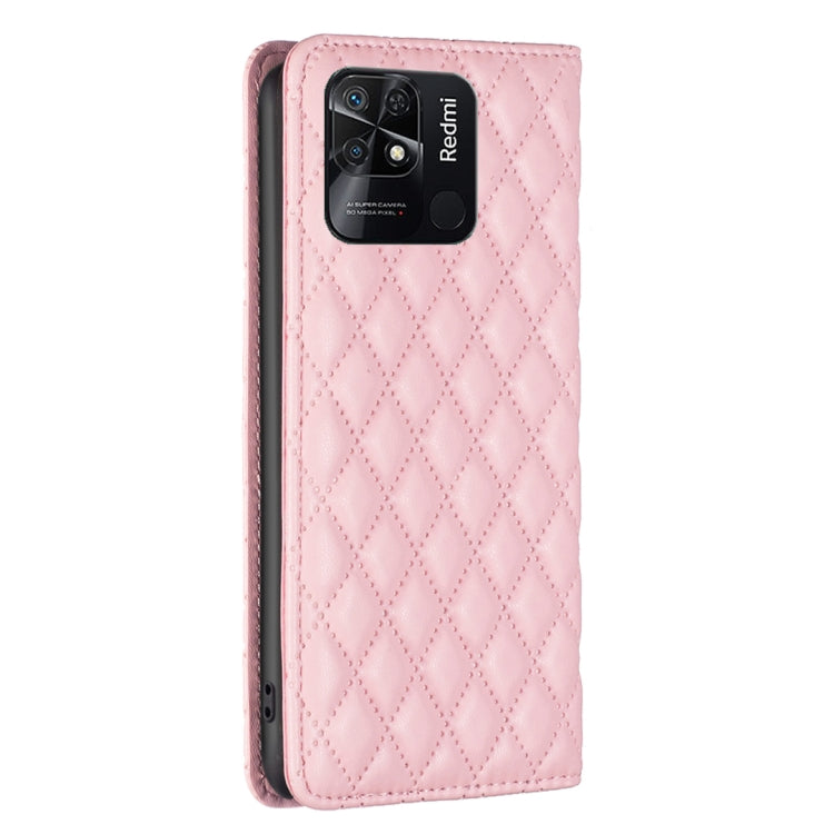 For Xiaomi Redmi 10C Diamond Lattice Magnetic Leather Flip Phone Case