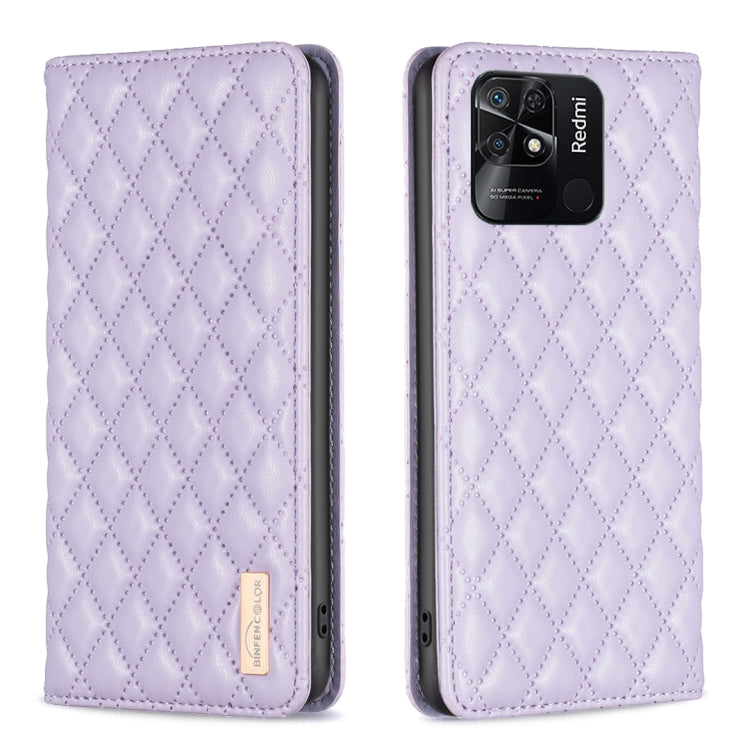 For Xiaomi Redmi 10C Diamond Lattice Magnetic Leather Flip Phone Case
