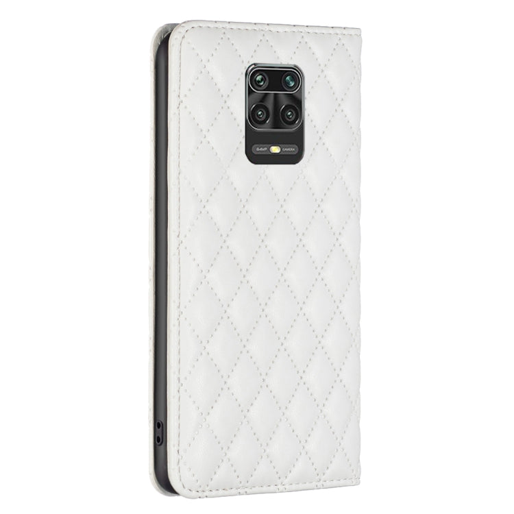 For Xiaomi Redmi Note 9 Pro Max Diamond Lattice Magnetic Leather Flip Phone Case