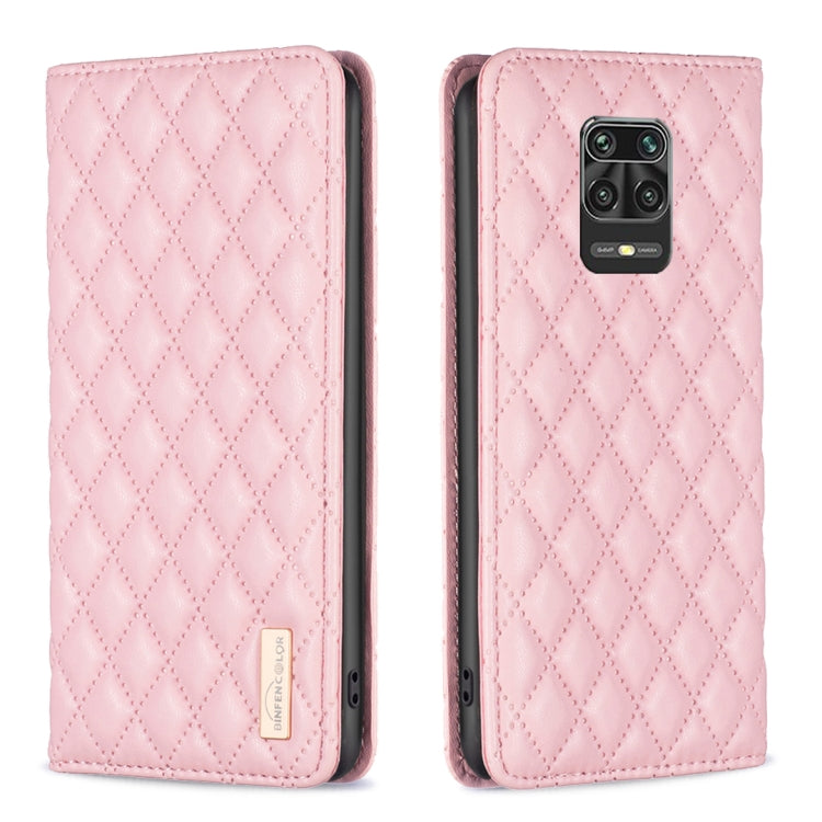 For Xiaomi Redmi Note 9 Pro Max Diamond Lattice Magnetic Leather Flip Phone Case