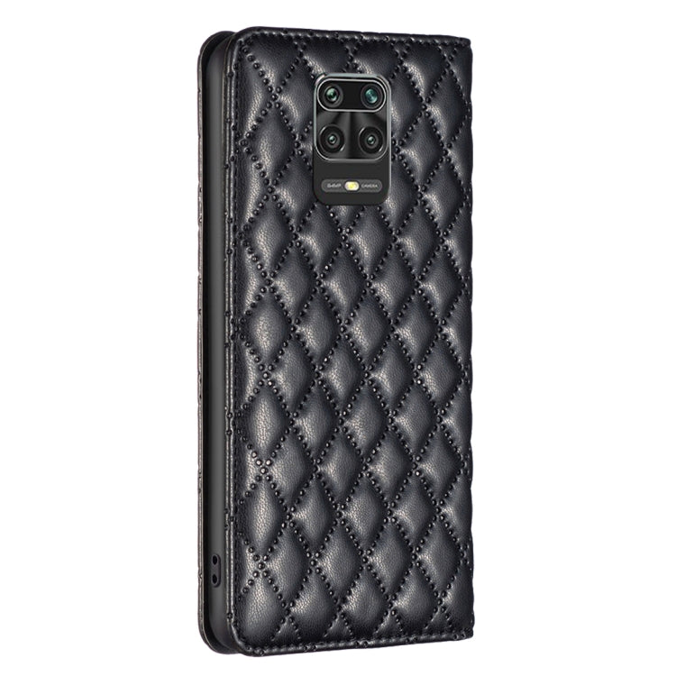 For Xiaomi Redmi Note 9 Pro Max Diamond Lattice Magnetic Leather Flip Phone Case