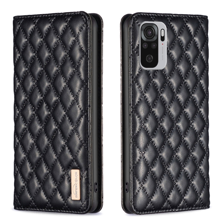 For Xiaomi Redmi Note 10 4G / 10S Diamond Lattice Magnetic Leather Flip Phone Case