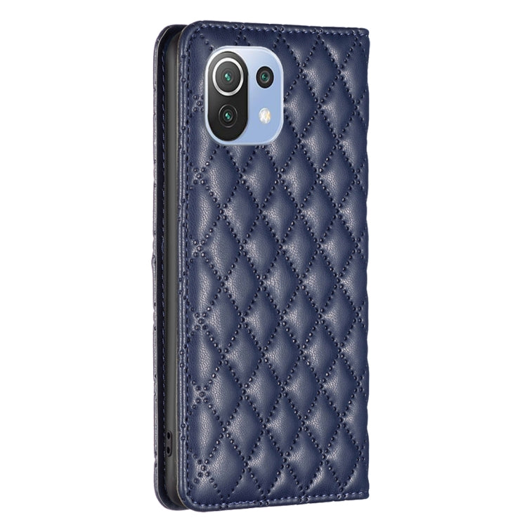 For Xiaomi Mi 11 Lite Diamond Lattice Magnetic Leather Flip Phone Case
