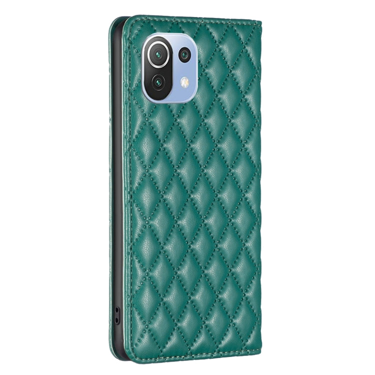 For Xiaomi Mi 11 Lite Diamond Lattice Magnetic Leather Flip Phone Case