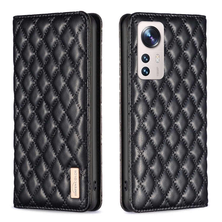 For Xiaomi 12 Lite Diamond Lattice Magnetic Leather Flip Phone Case