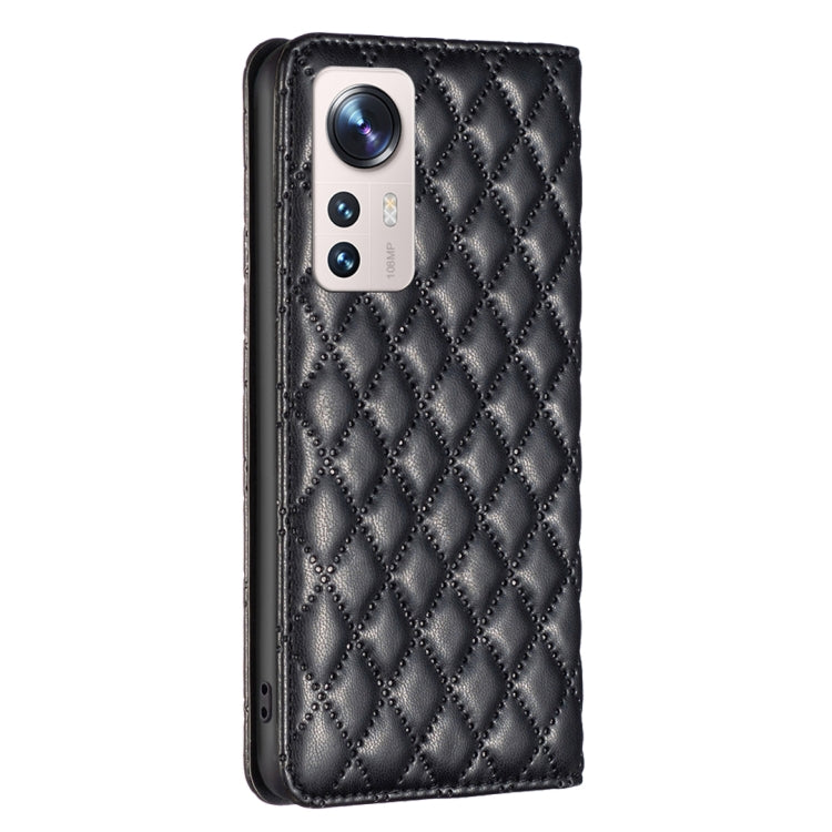 For Xiaomi 12 Lite Diamond Lattice Magnetic Leather Flip Phone Case