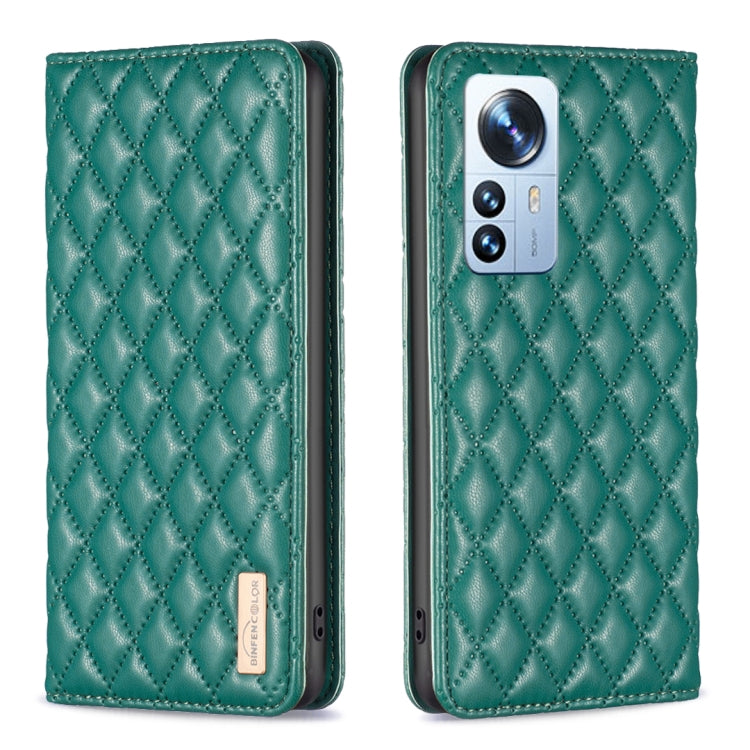 For Xiaomi 12 Pro Diamond Lattice Magnetic Leather Flip Phone Case