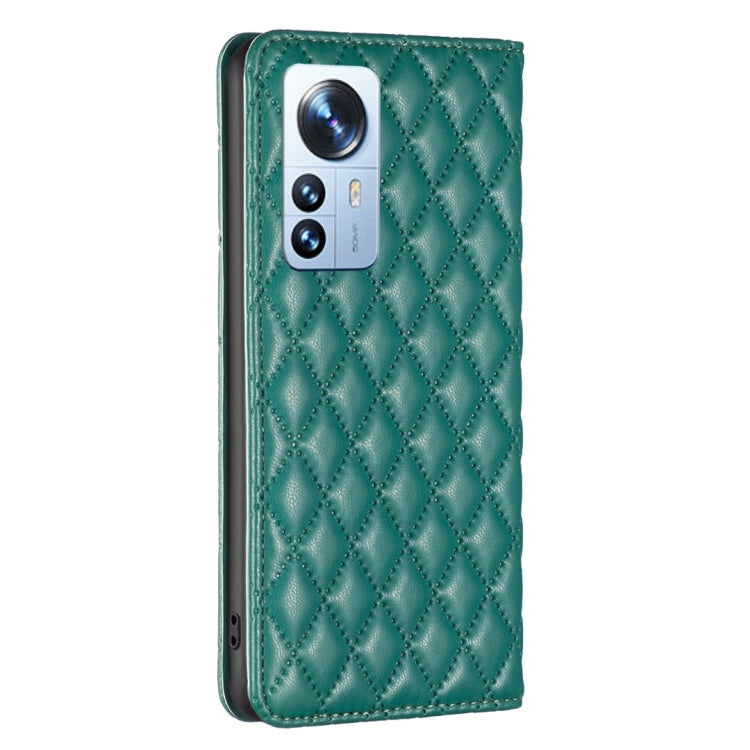 For Xiaomi 12 Pro Diamond Lattice Magnetic Leather Flip Phone Case