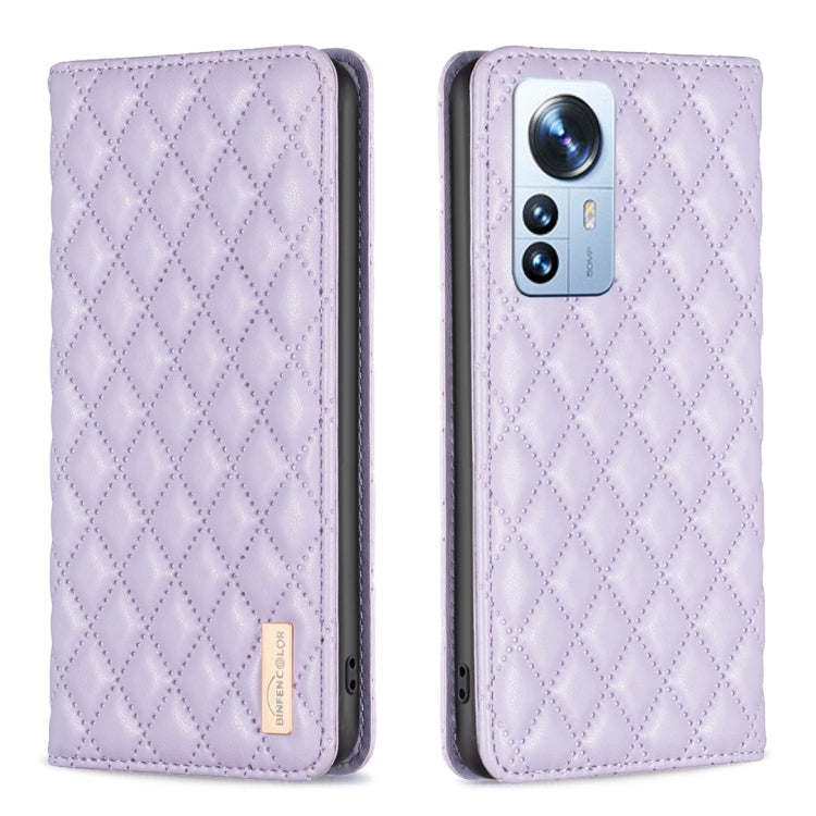 For Xiaomi 12 Pro Diamond Lattice Magnetic Leather Flip Phone Case