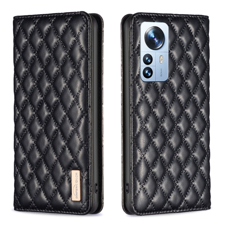 For Xiaomi 12 Pro Diamond Lattice Magnetic Leather Flip Phone Case