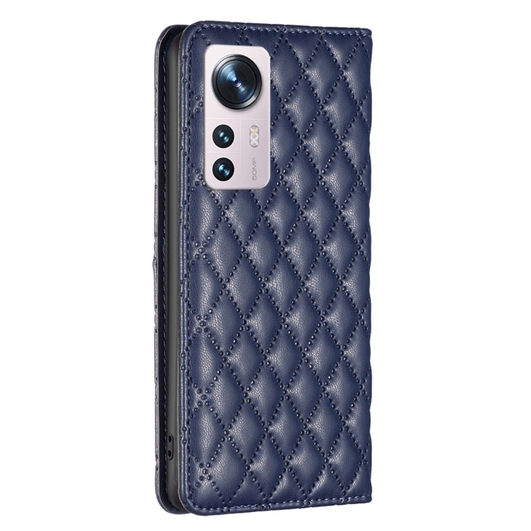 For Xiaomi 12 Diamond Lattice Magnetic Leather Flip Phone Case