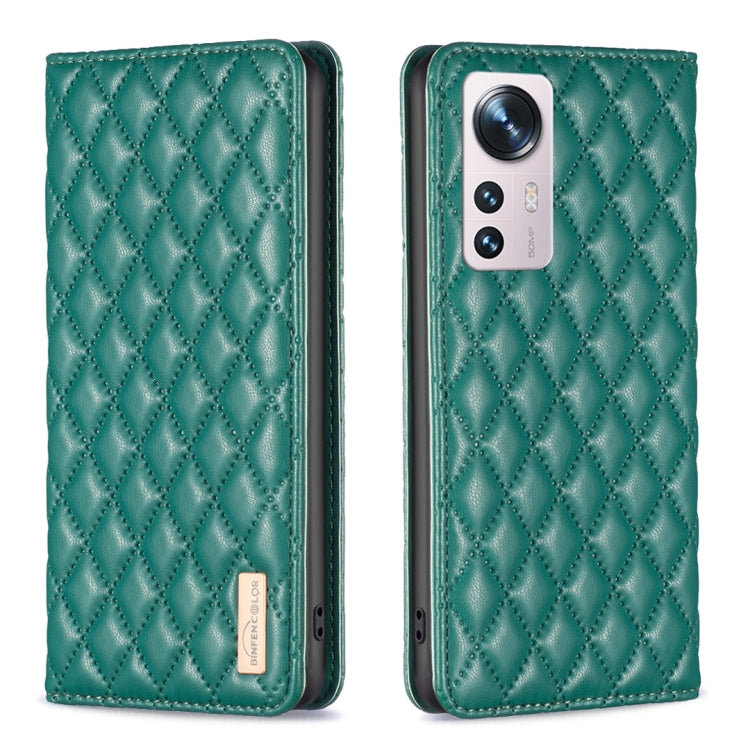 For Xiaomi 12 Diamond Lattice Magnetic Leather Flip Phone Case