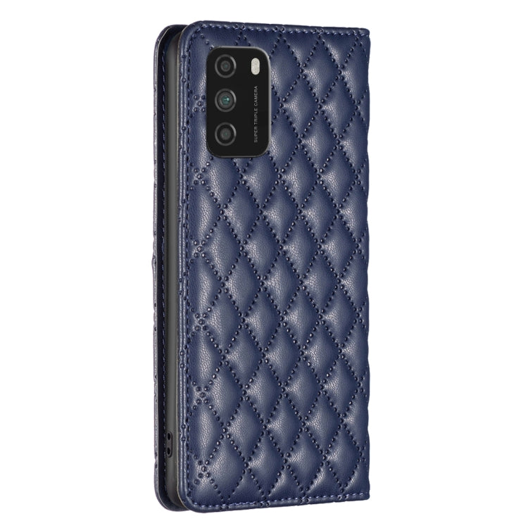 For Xiaomi Poco M3 Diamond Lattice Magnetic Leather Flip Phone Case
