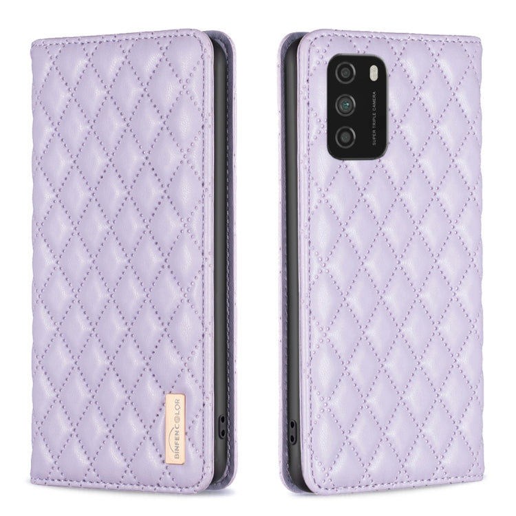 For Xiaomi Poco M3 Diamond Lattice Magnetic Leather Flip Phone Case
