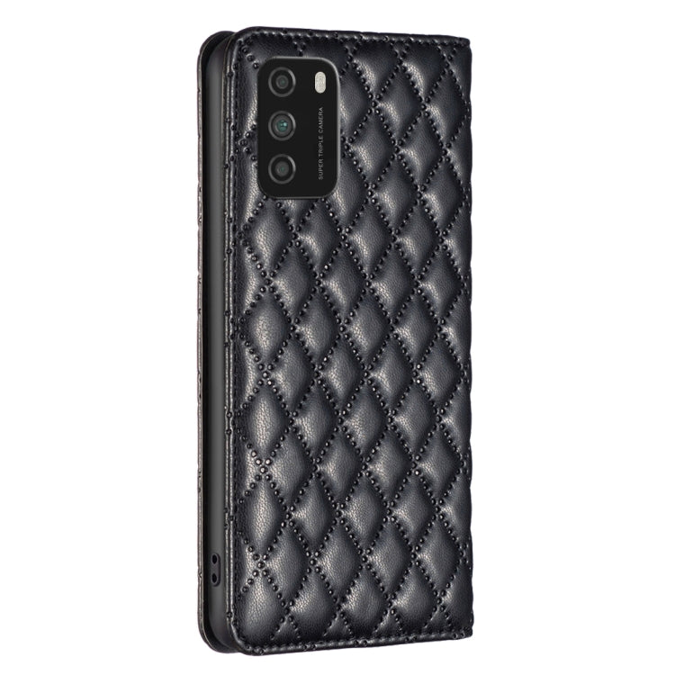 For Xiaomi Poco M3 Diamond Lattice Magnetic Leather Flip Phone Case