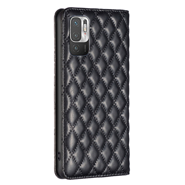 For Xiaomi Poco M3 Pro Diamond Lattice Magnetic Leather Flip Phone Case