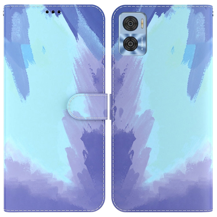 For Motorola Moto E22/E22i Watercolor Pattern Flip Leather Phone Case