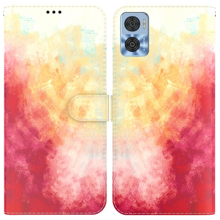 For Motorola Moto E22/E22i Watercolor Pattern Flip Leather Phone Case