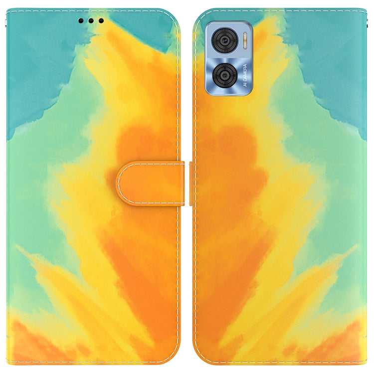 For Motorola Moto E22/E22i Watercolor Pattern Flip Leather Phone Case