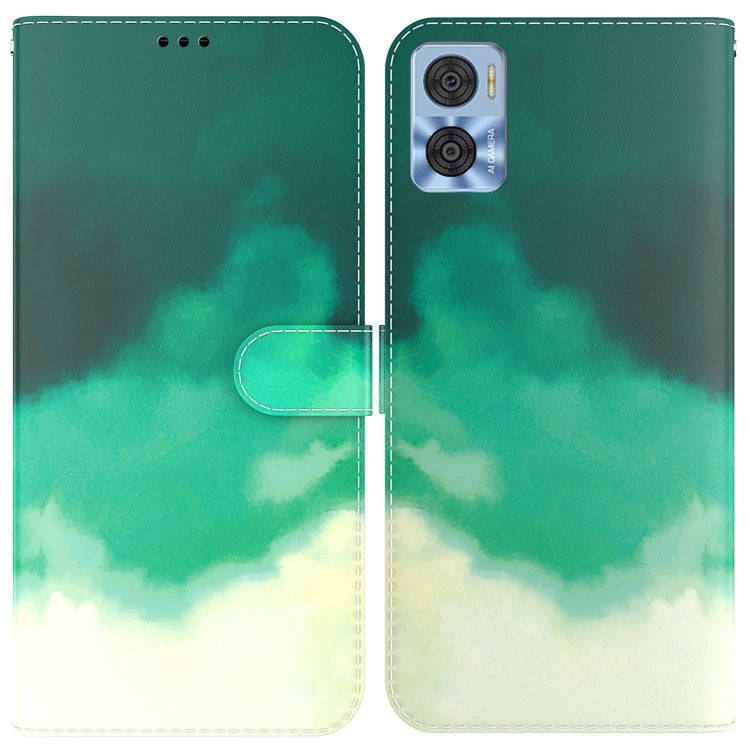 For Motorola Moto E22/E22i Watercolor Pattern Flip Leather Phone Case