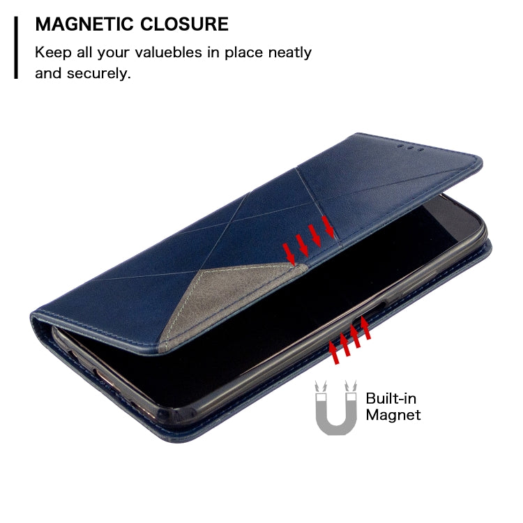 For Huawei P40 Lite Rhombus Texture Horizontal Flip Magnetic Leather Case with Holder & Card Slots & Wallet