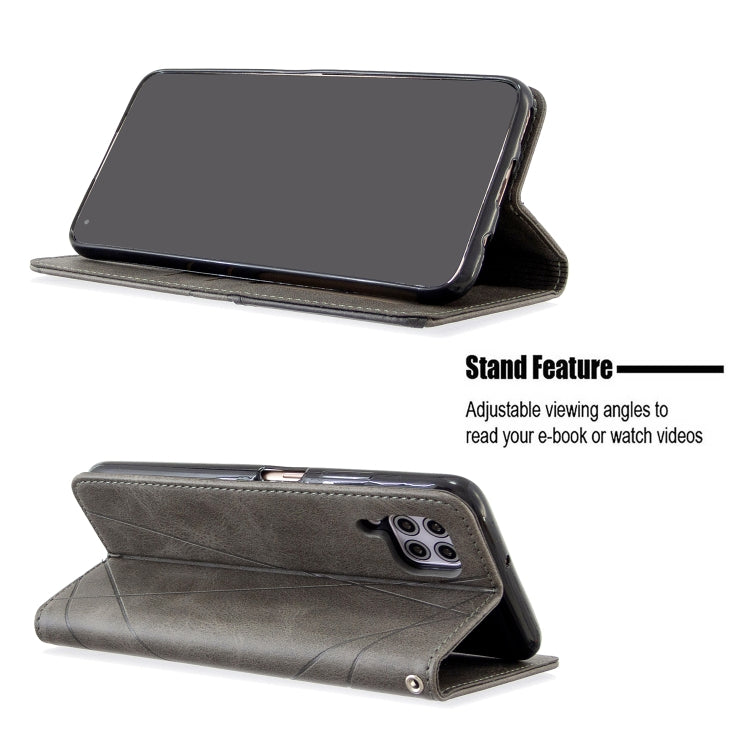 For Huawei P40 Lite Rhombus Texture Horizontal Flip Magnetic Leather Case with Holder & Card Slots & Wallet