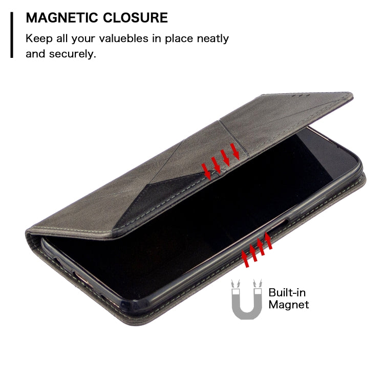 For Huawei P40 Lite Rhombus Texture Horizontal Flip Magnetic Leather Case with Holder & Card Slots & Wallet