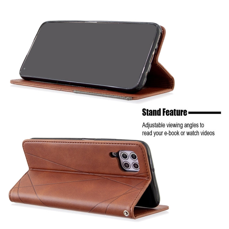 For Huawei P40 Lite Rhombus Texture Horizontal Flip Magnetic Leather Case with Holder & Card Slots & Wallet