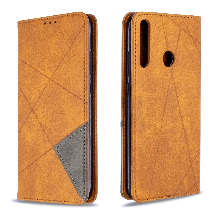 For Huawei P40 Lite E / Y7P Rhombus Texture Horizontal Flip Magnetic Leather Case with Holder & Card Slots & Wallet