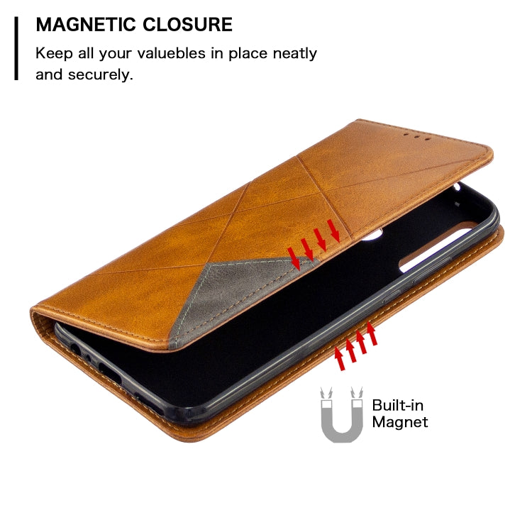 For Huawei P40 Lite E / Y7P Rhombus Texture Horizontal Flip Magnetic Leather Case with Holder & Card Slots & Wallet