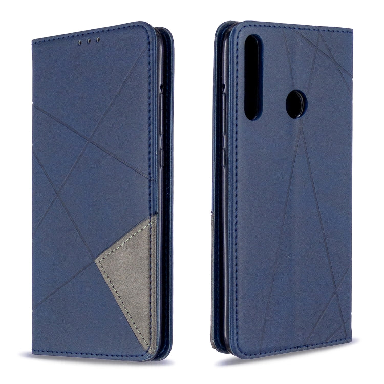 For Huawei P40 Lite E / Y7P Rhombus Texture Horizontal Flip Magnetic Leather Case with Holder & Card Slots & Wallet